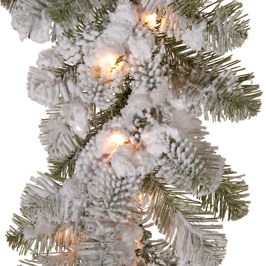 9' x 12" Pre-lit Feel Real® Snowy Camden Artificial Christmas Garland with 50 Clear Lights